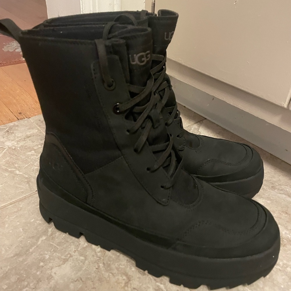 UGG Black Women's Lace-Up Platform Combat Boots